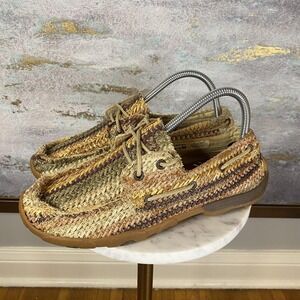 Twisted X Shoes Womens Size 8.5 Brown Woven Boat Slip Resistant Casual WDM0084